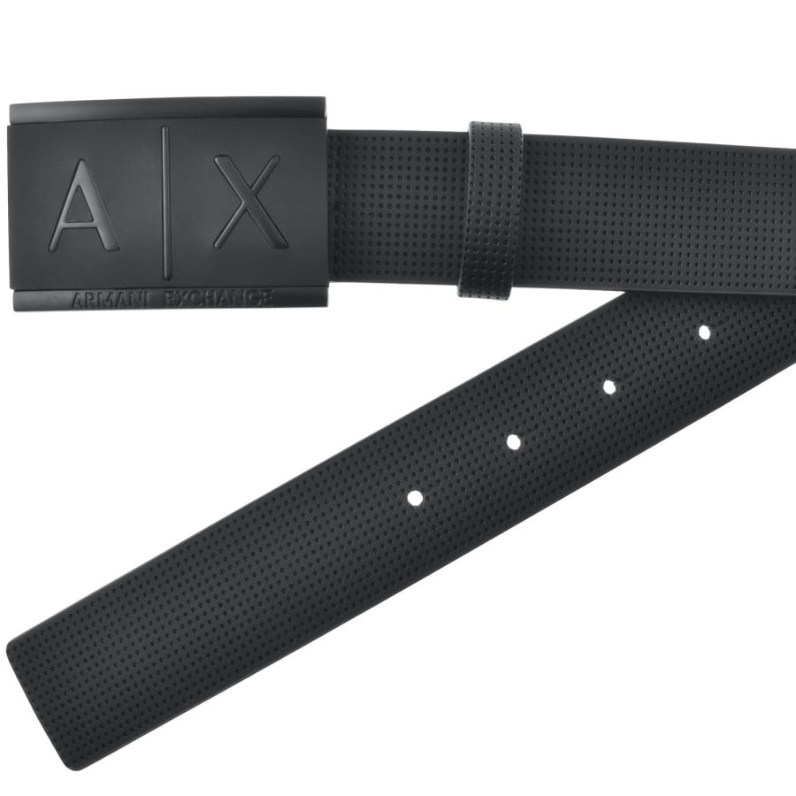 Armani Exchange 黒 レザー ベルト Armani Exchange Plate Belt Black | Mainline Menswear United